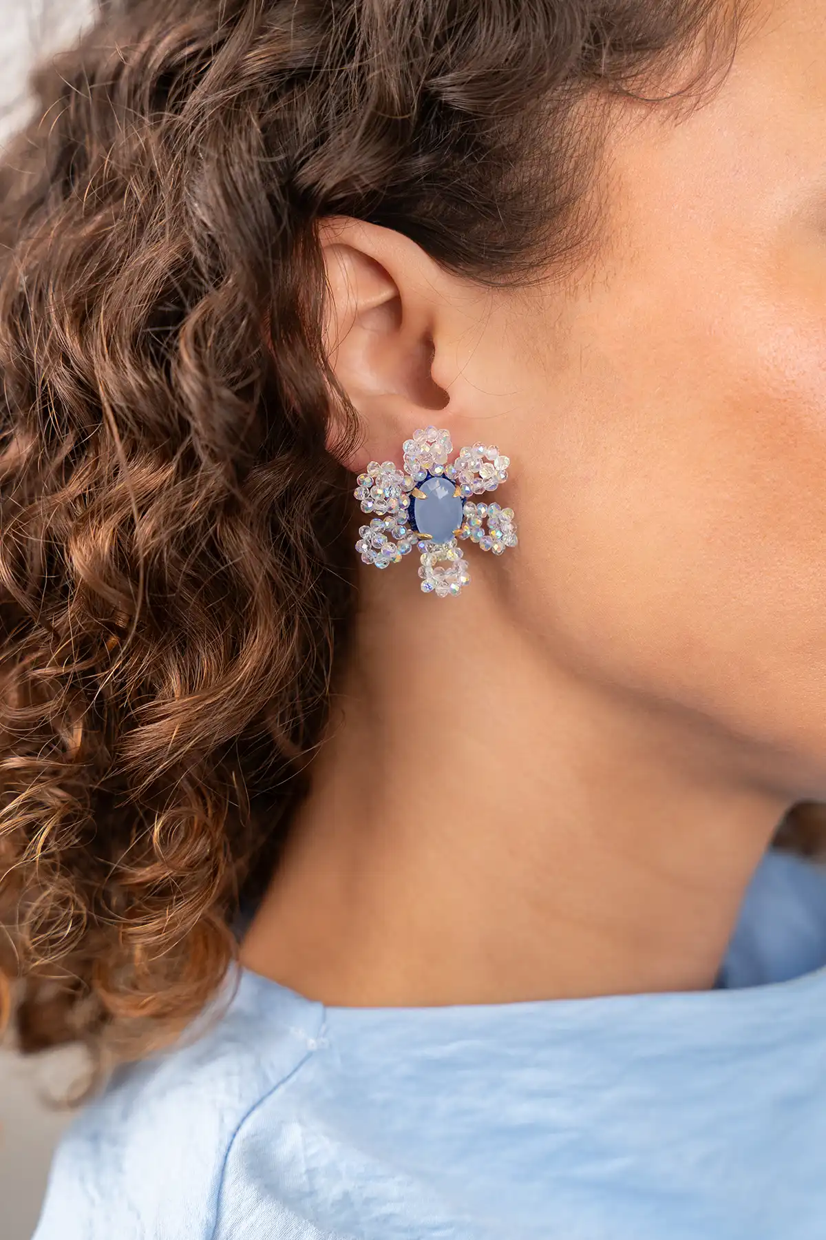 Blauwe Oorbellen Madelief Blooming Flower S