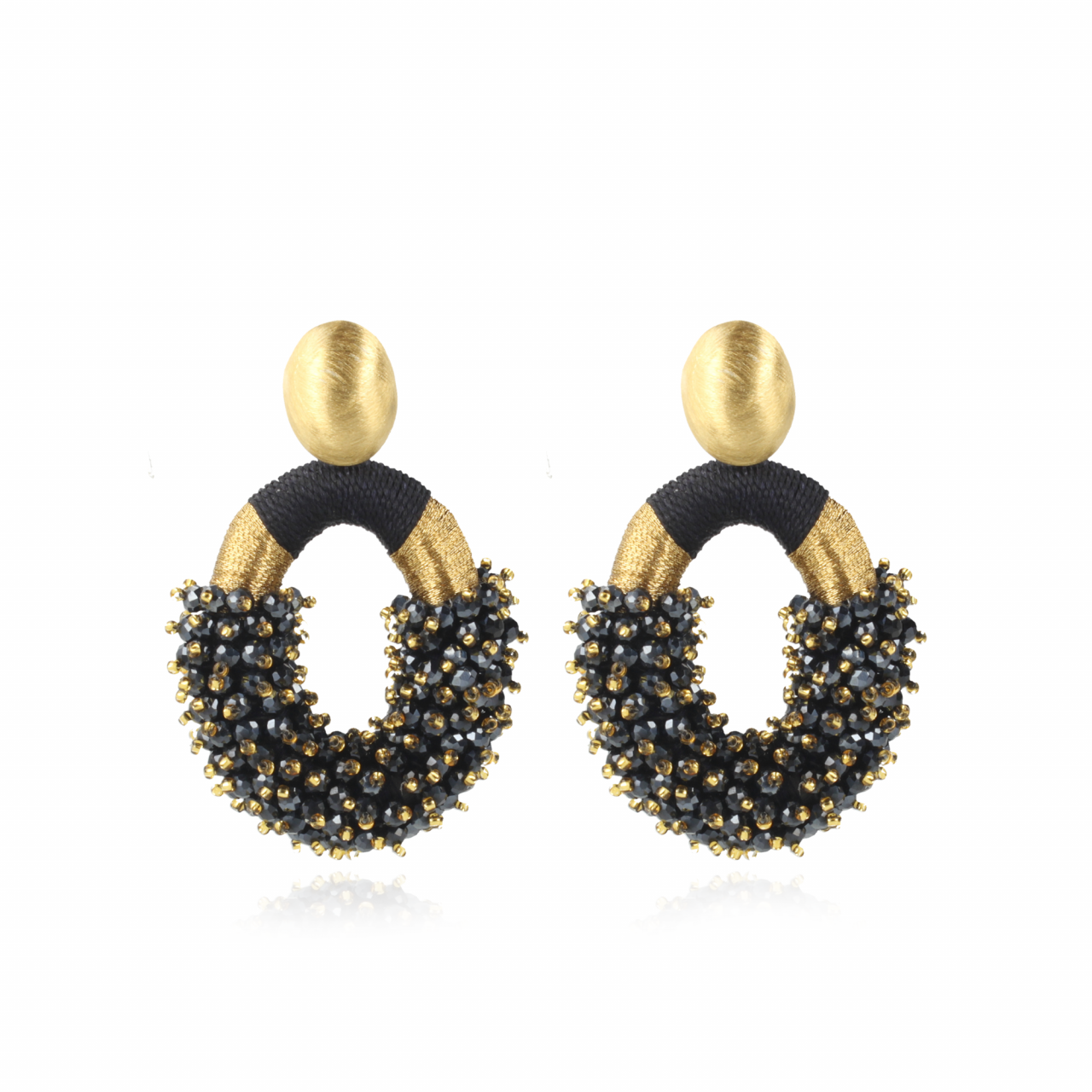 Blauwe Oorbellen Eve Combi Oval L Double Stones