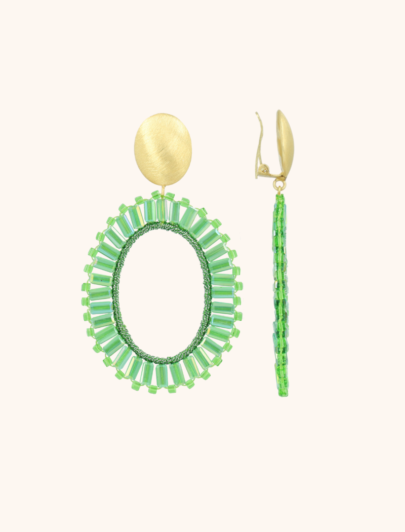 Green Earrings Tonal Naomi Oval L Clip