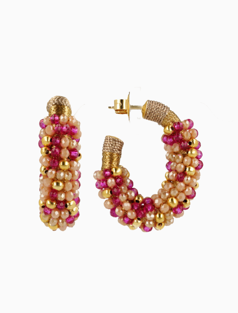 Fuchsia Tangerine Earrings Luna Creole Combi Oval M