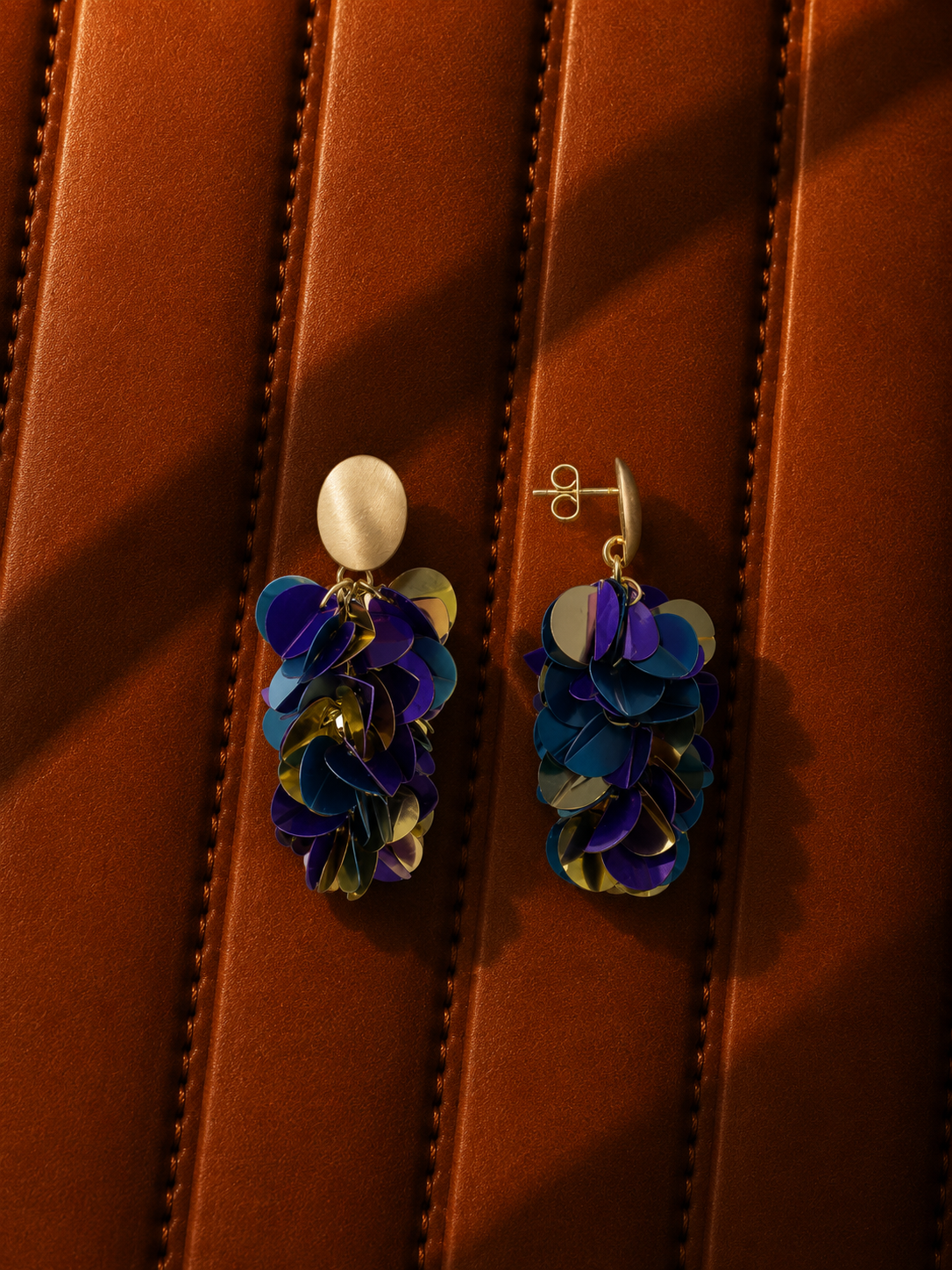 Blauw Paarse Sequin Snake Oorbellen M