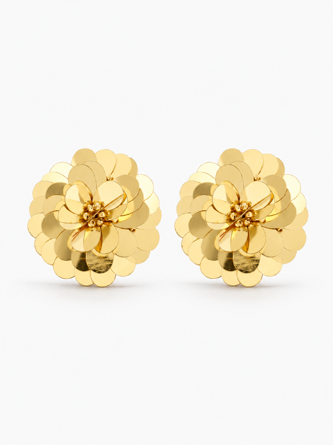 Veda – Sequin Drop Stud Oorbellen M – Goud