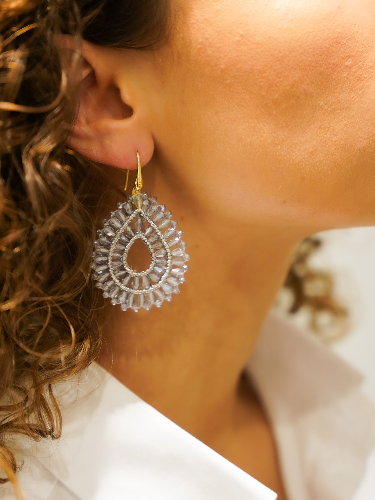 Ijs Blauwe Oorbellen Silk Drop Double Crystal