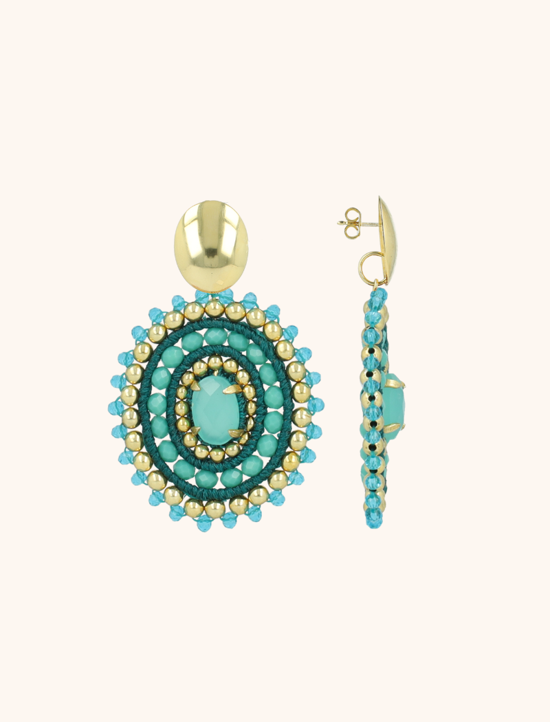 Turquoise Oorbellen Jamie Filled Oval 3 Rings w/ Stone Mlott-theme.productDescriptionPage.SEO.byTheBrand