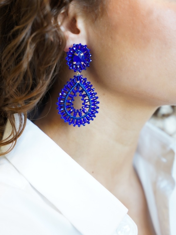 Royal blue earrings Apollo Double Drop S