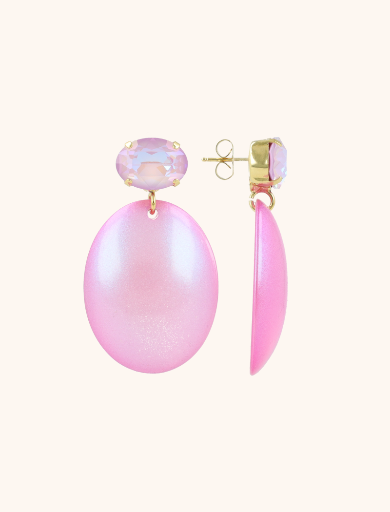 Roze Holo Oorbellen Closed Bugle Oval L Angie