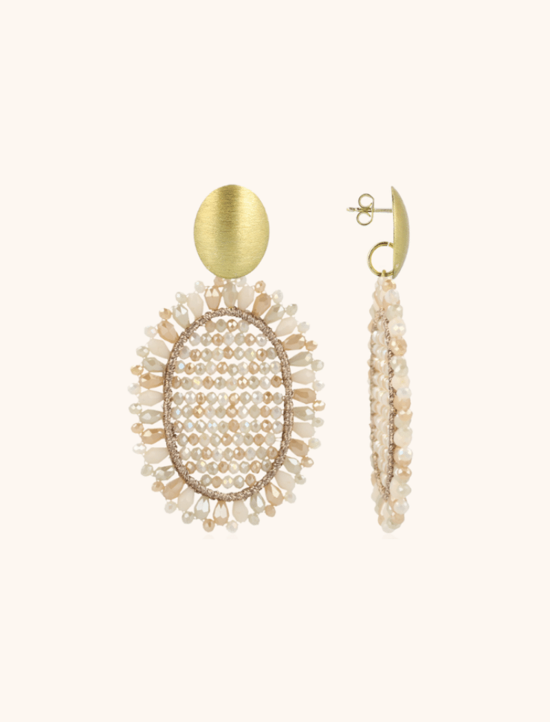 Mixed Beige Earrings Do Oval 