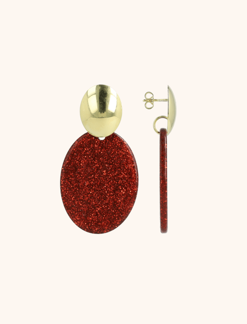 Rode Glitter Oorbellen Celia Ovaal Slott-theme.productDescriptionPage.SEO.byTheBrand