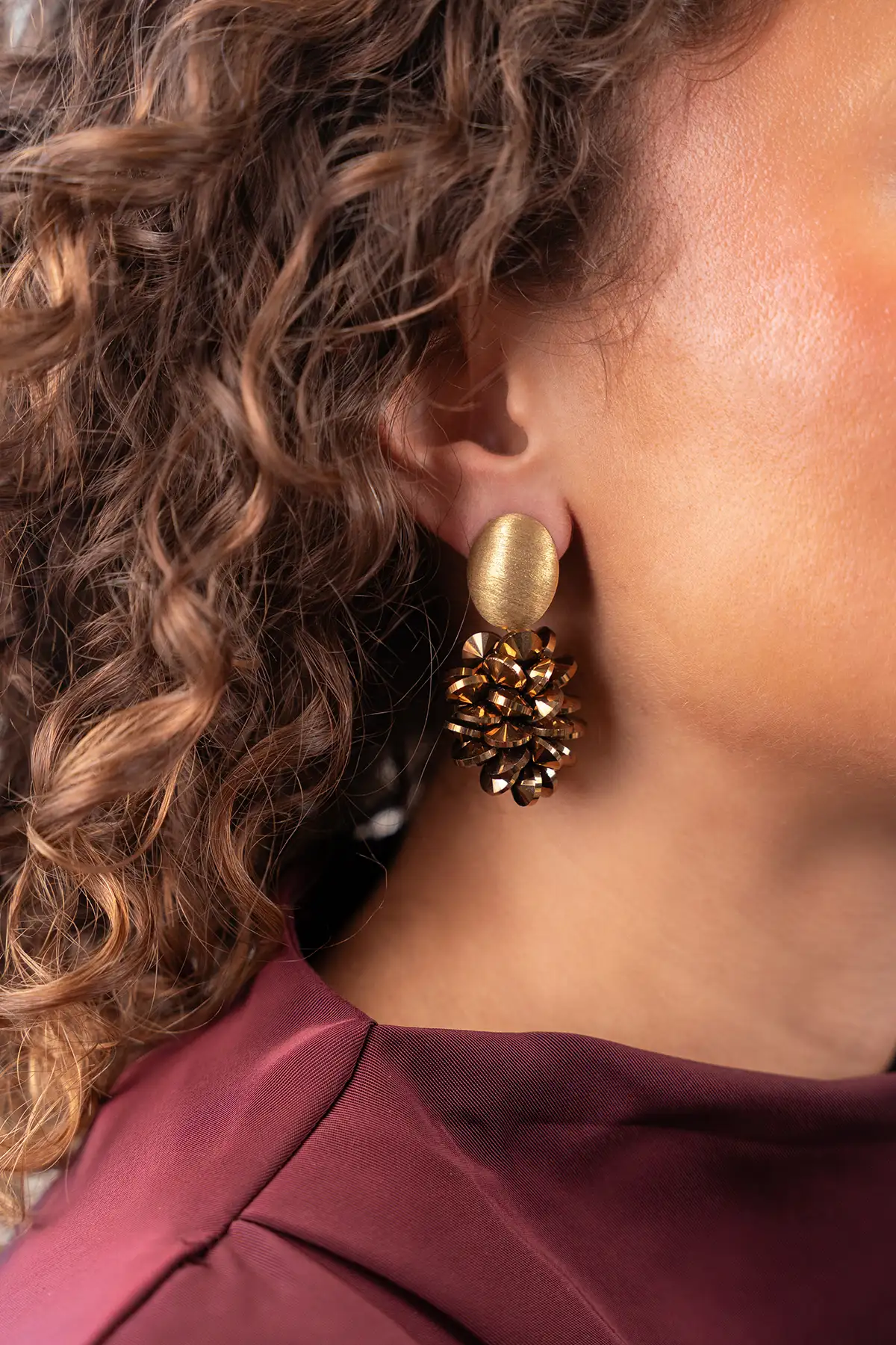 Copper Oorbellen Crystal Grape Sam