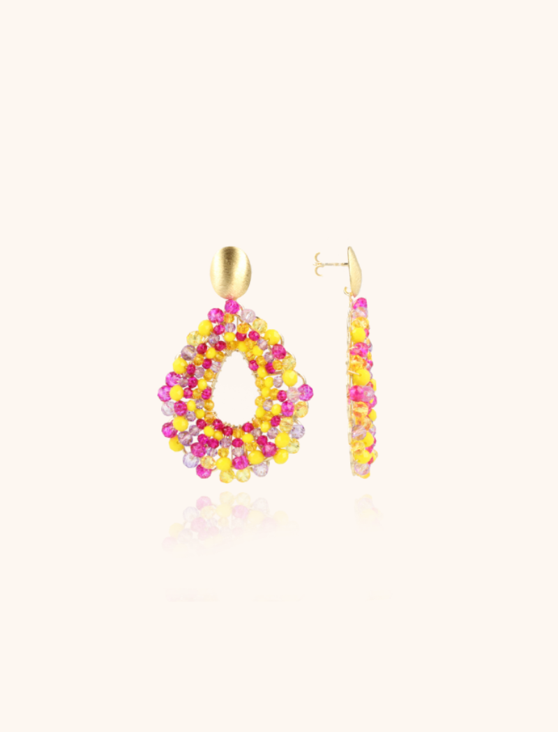 Mixed yellow earrings Babs open drop