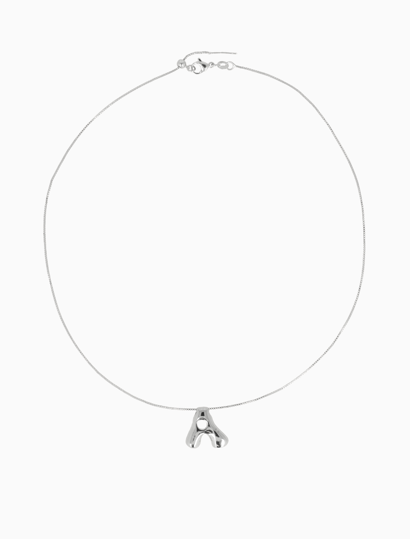 Silver Cartoon Initial Necklace - Adjustable