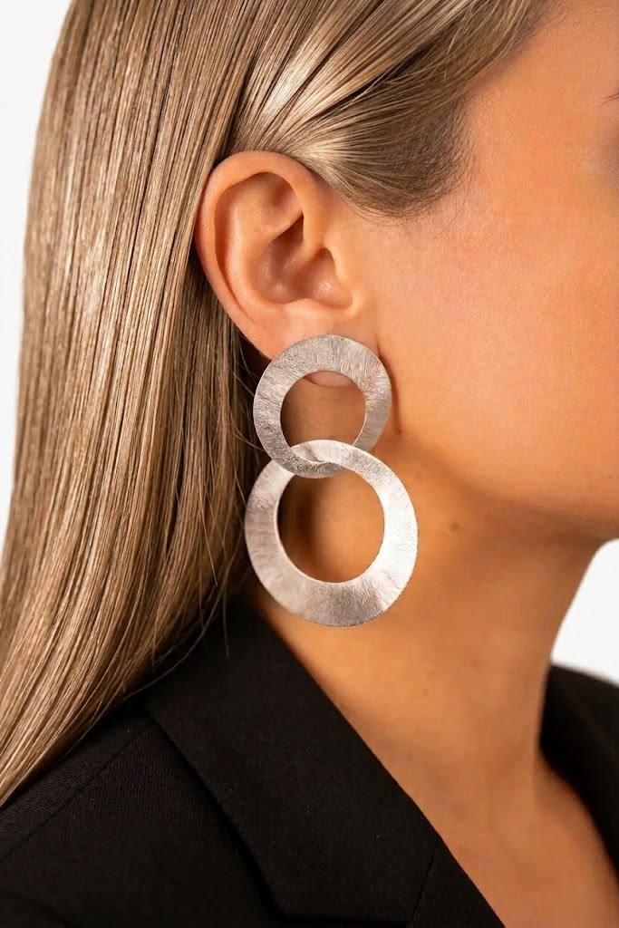 BRASS - Silver Double Charm Satin Large Brushed