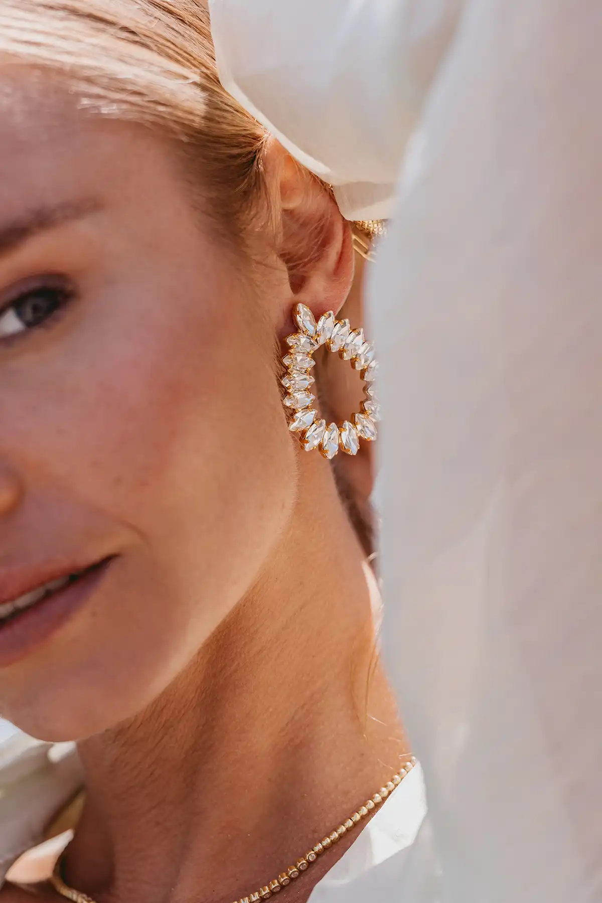 Kristalkleurige Strass Oorbellen Hally S