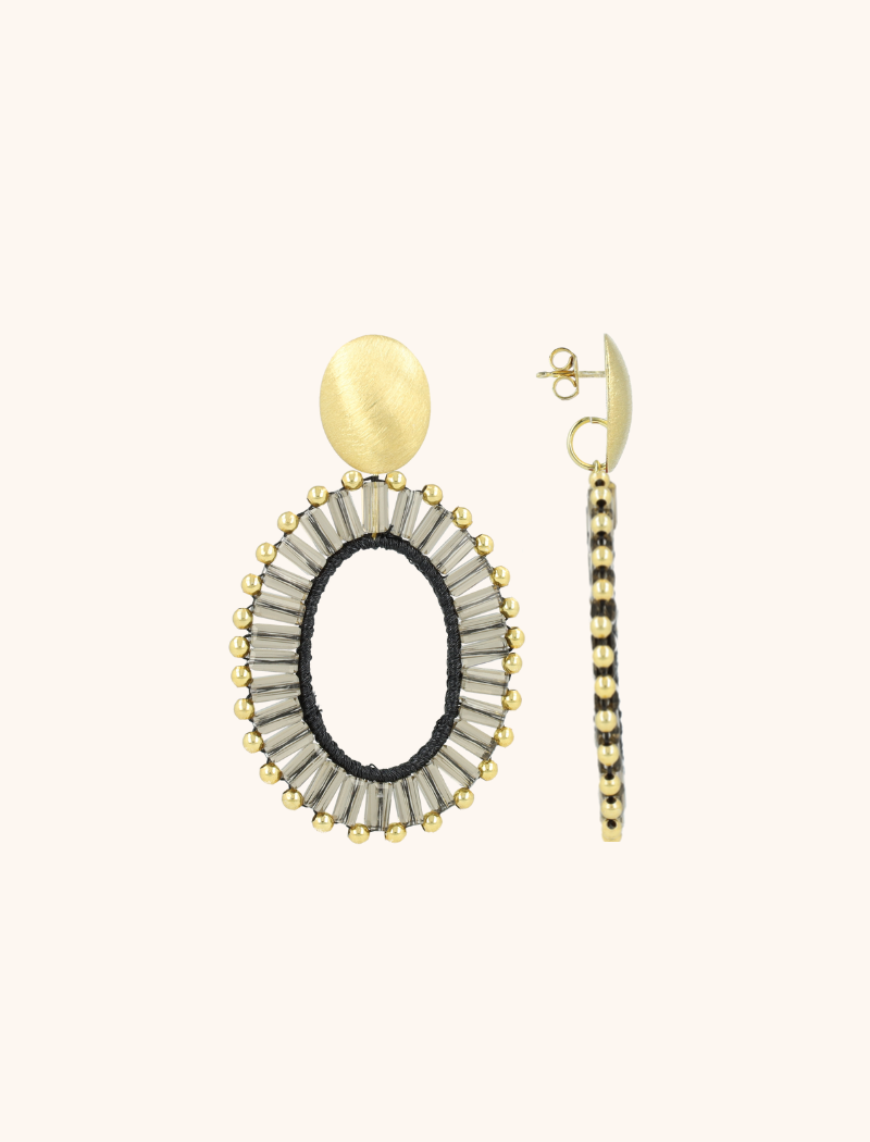 Transparent Black Earrings Naomi Oval M