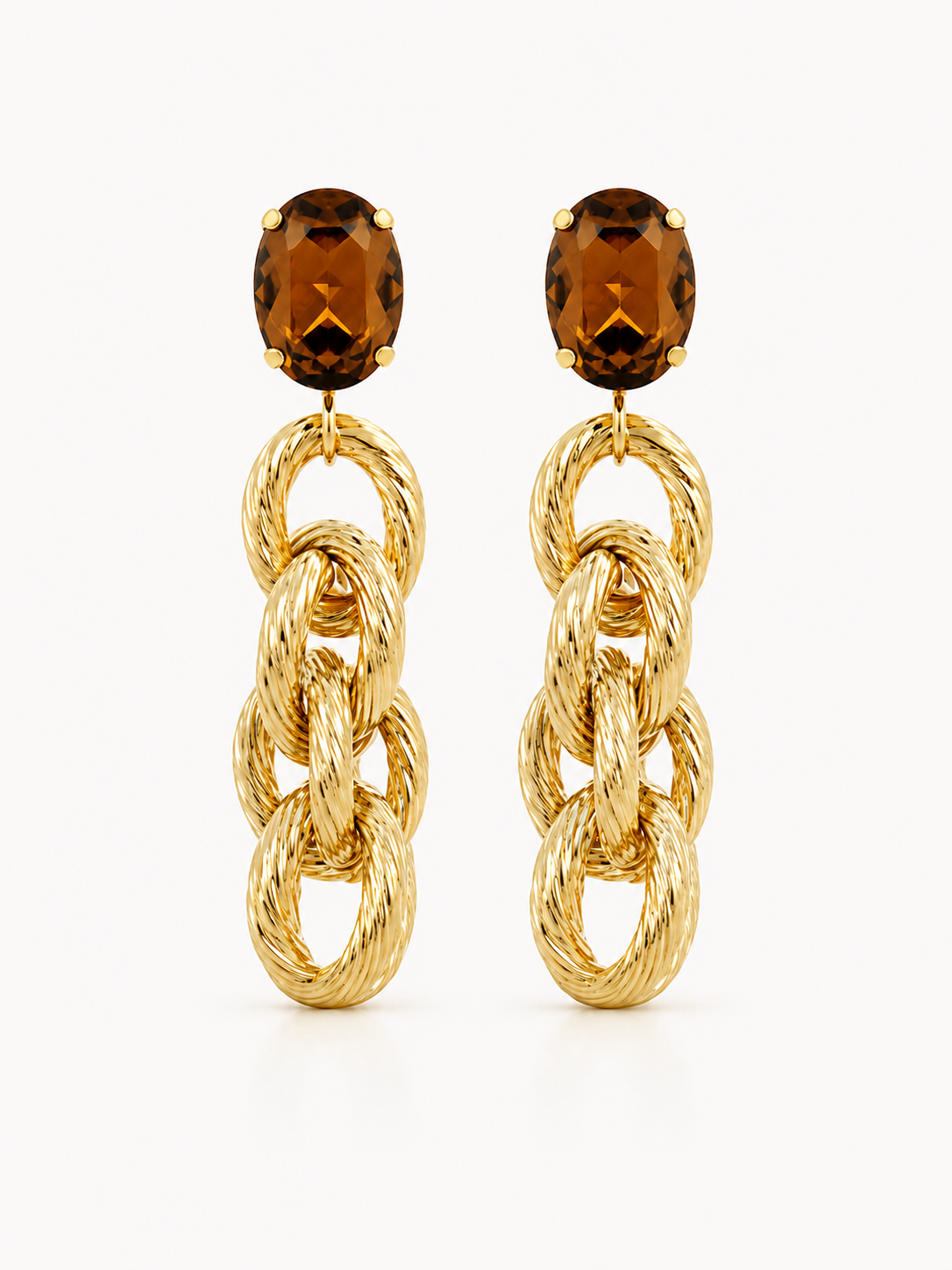 Norell – Triple Rope Strass Earrings – Soft Gold / Shadow