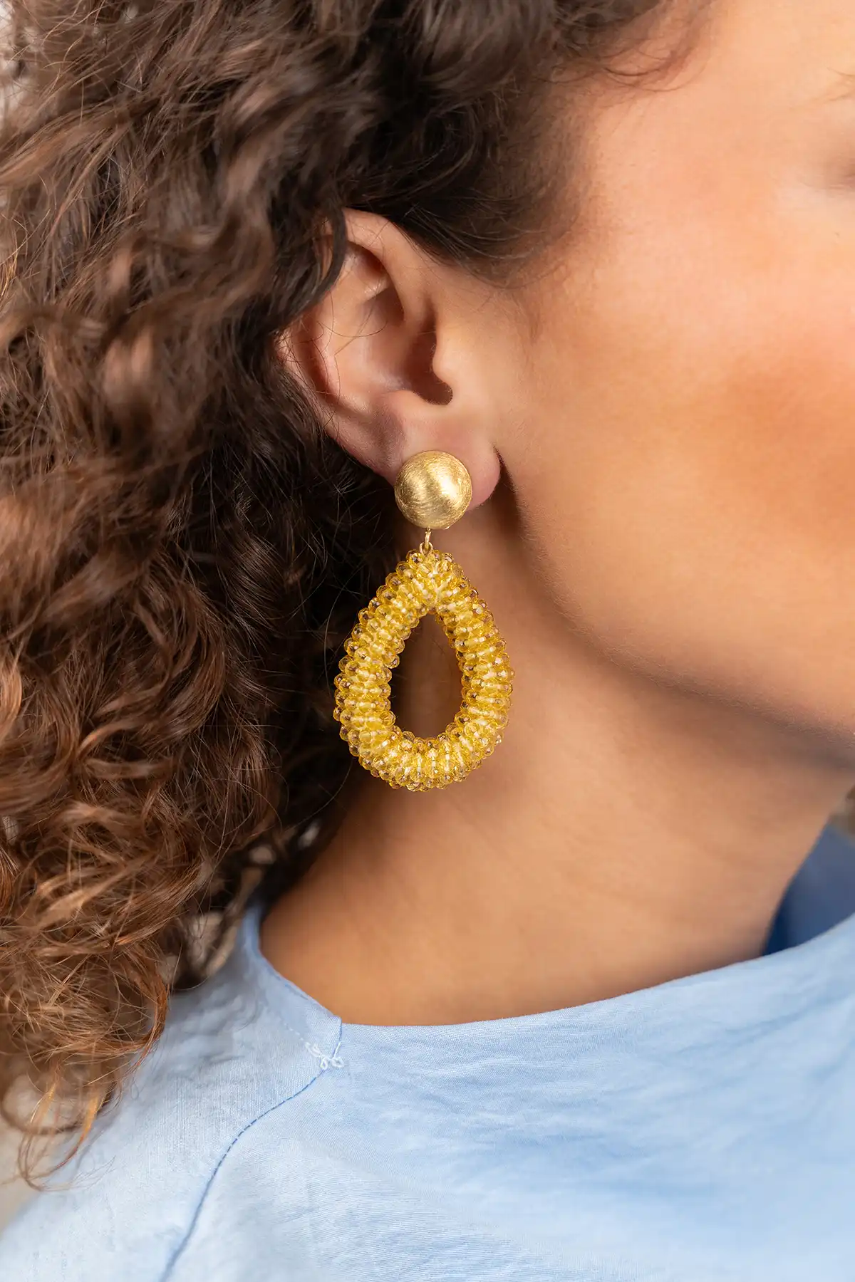 Yellow Earrings Berry Drop L Clip