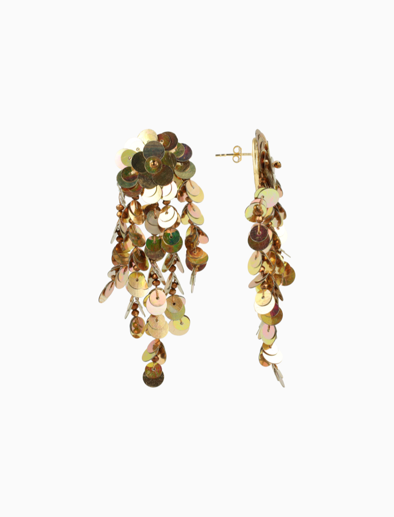 Koperen Oorbellen Annabel Mix Sequin Waterfall