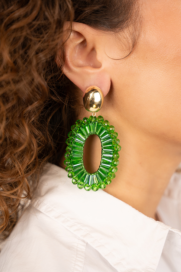 Green Earrings Ann-Mary Oval Double Clip
