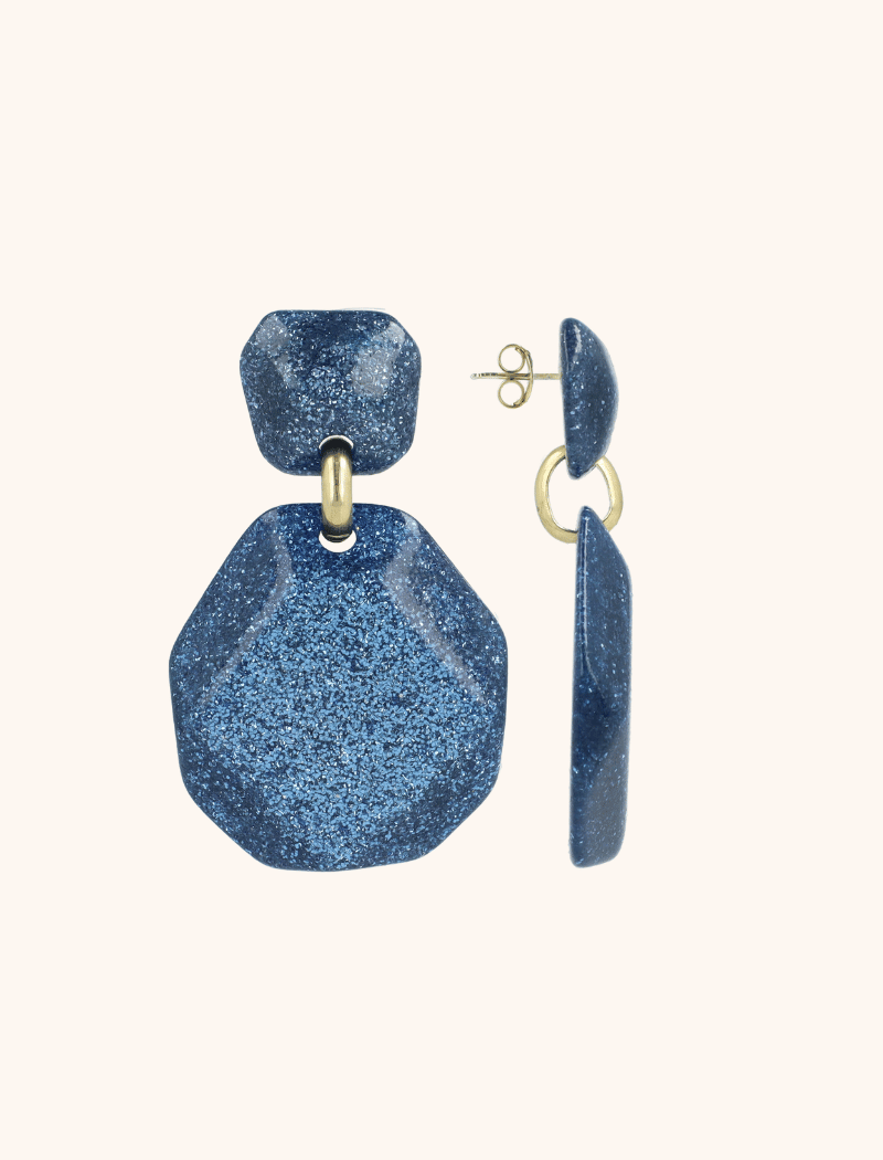 Blue Glitter Earrings Zora Double Rock Deluxe XL