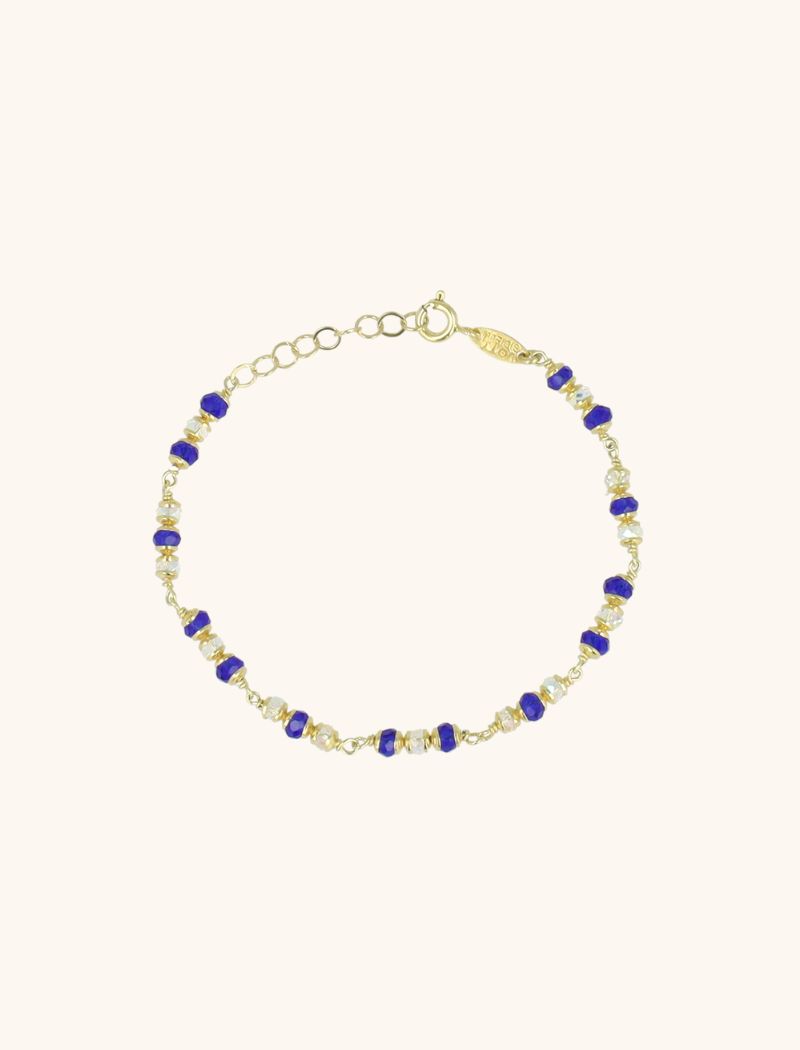 Goudkleurige Armband Crystal Blue Glasberry S