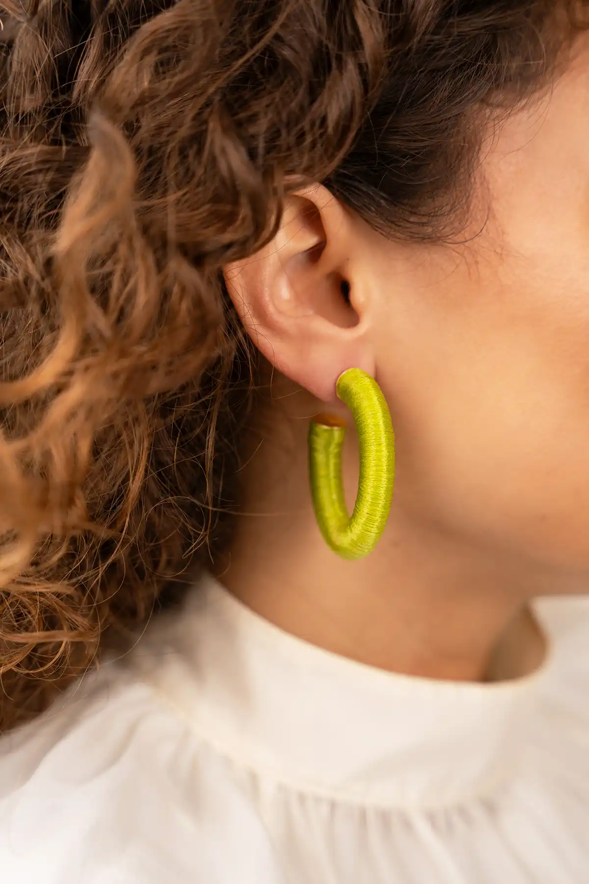 Lime earrings Amara creole oval L