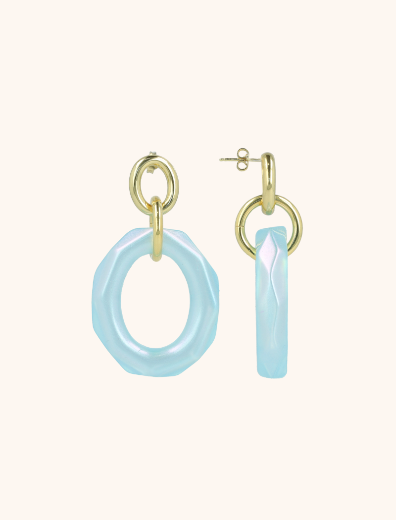 Blue holo earrings Debby oval L