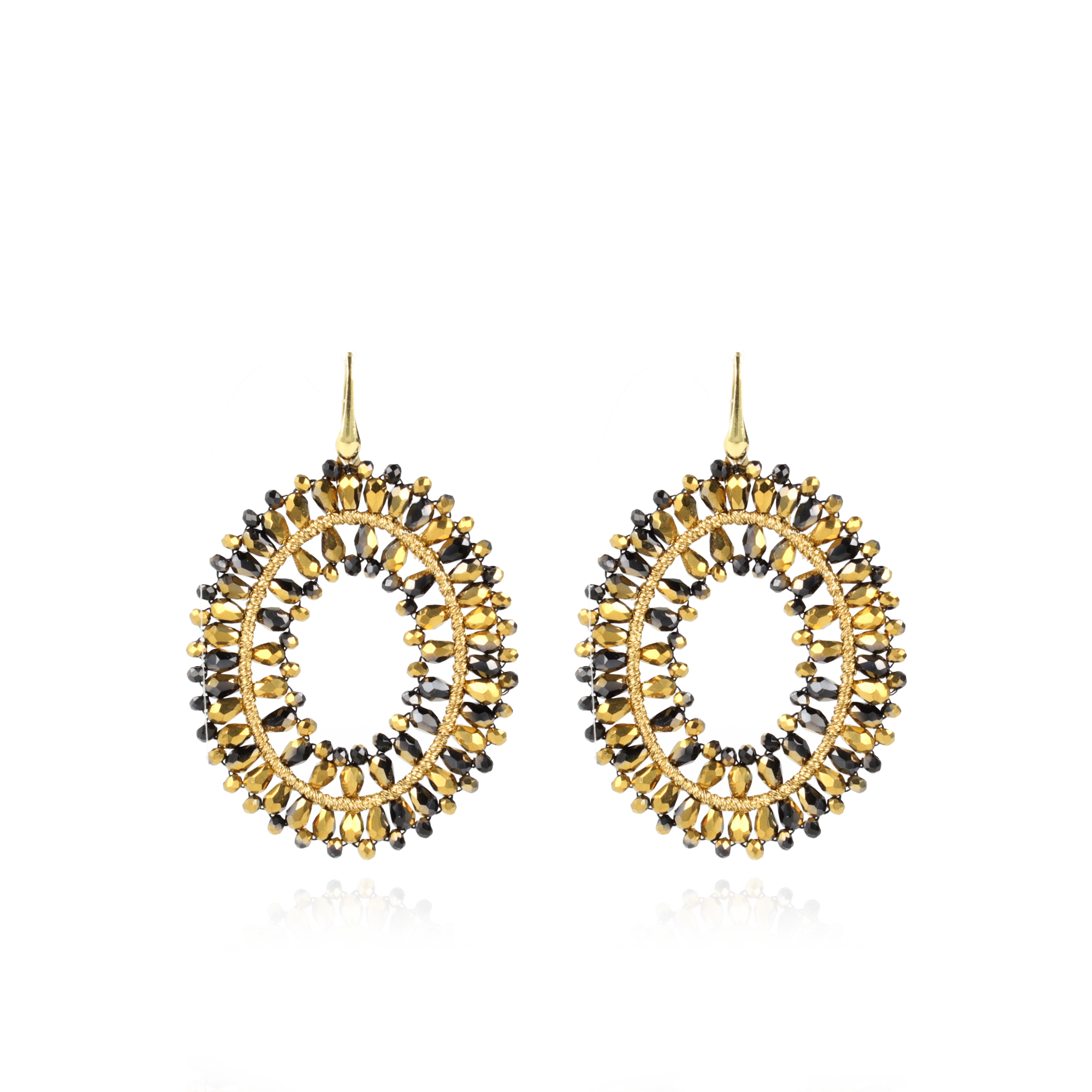 Gold-coloured Earrings Noa Silk Double Stones