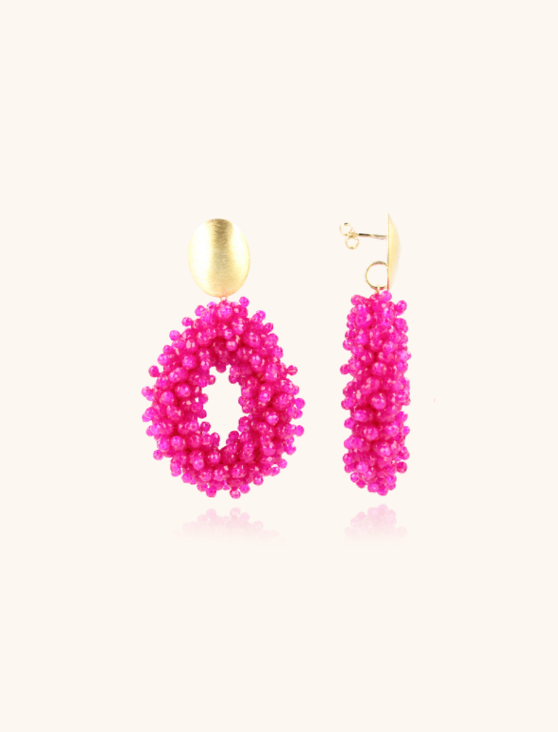 Fuchsia Oorbellen Louise Glassberry Druppel L Double Stones Tonal