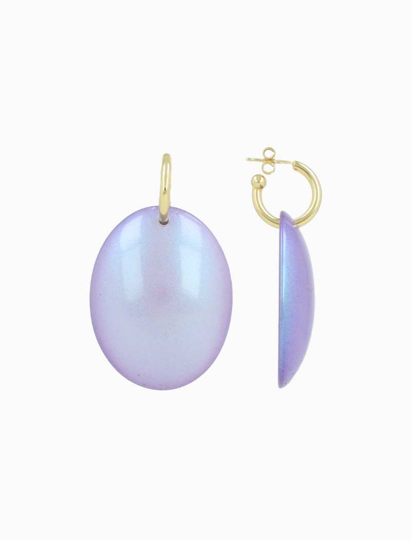 Paarse Holo Oorbellen Angie Closed Bugle Oval L