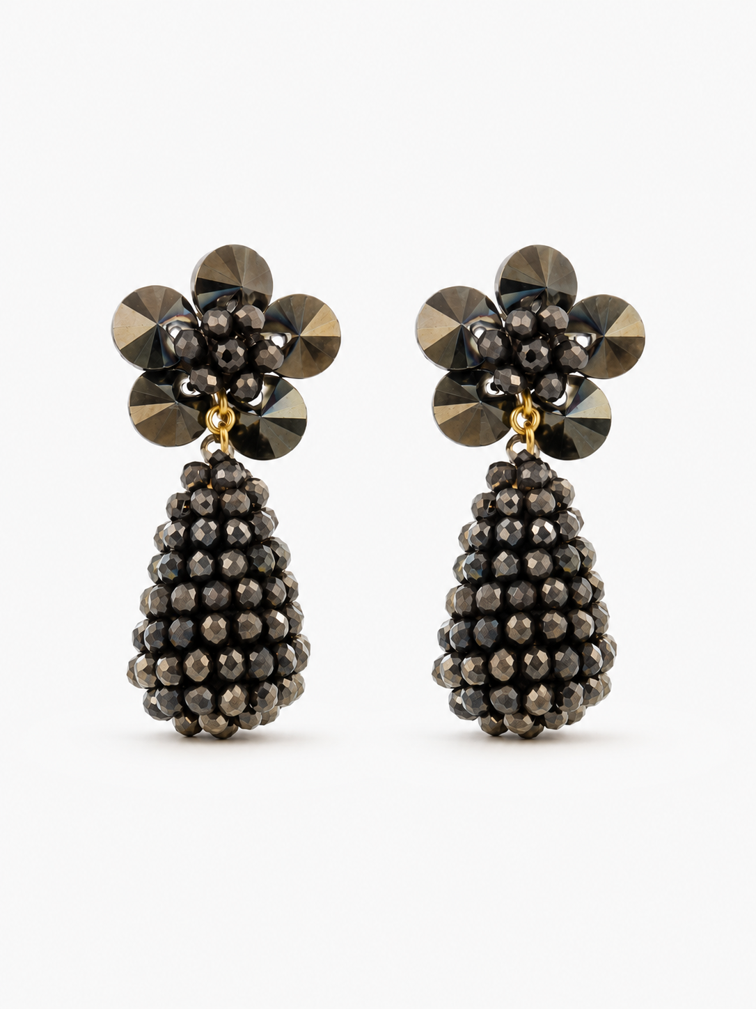 Amy – Cone with Flower Stud Oorbellen XS – Bruin