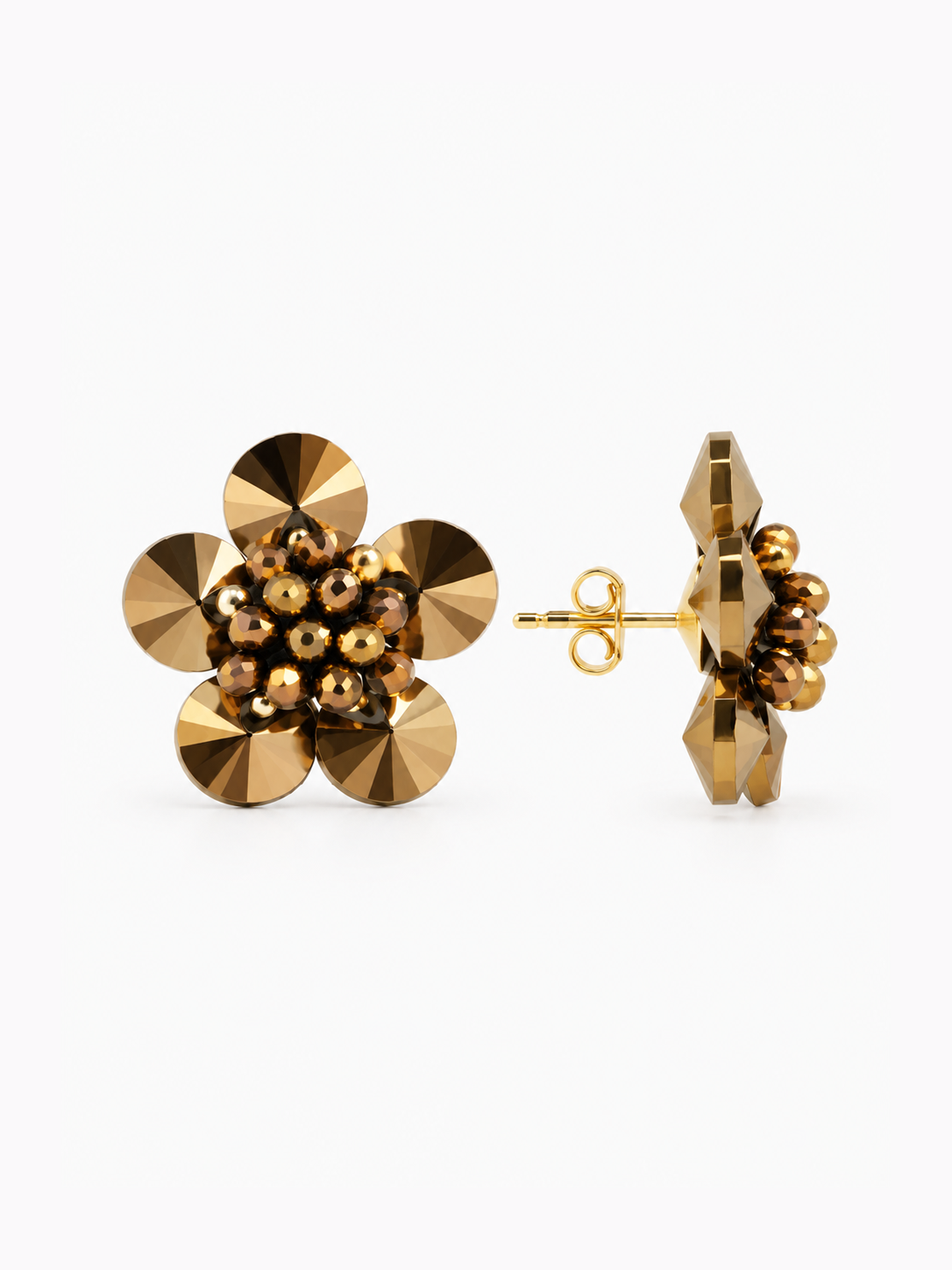 Teuntje – Earrings Flower Stud – Copper