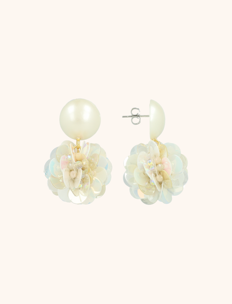 Beige Oorbellen Vlinder Fine Sequin Globe L