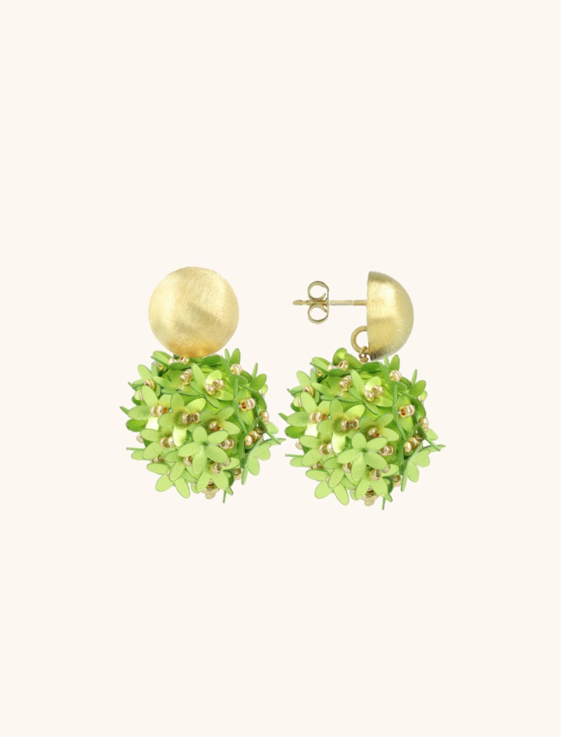 Lime Daisy flower globe M earrings