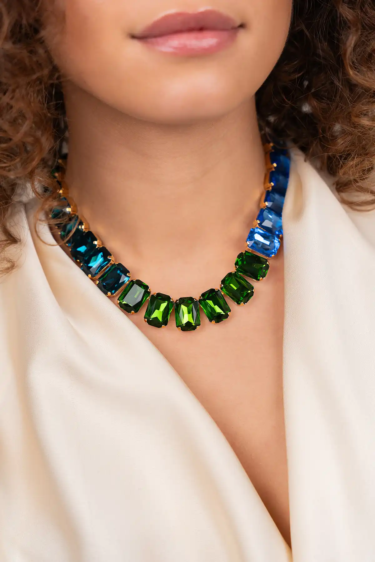 Groen/blauwe Ketting Eloise Rectangle Stones Mlott-theme.productDescriptionPage.SEO.byTheBrand