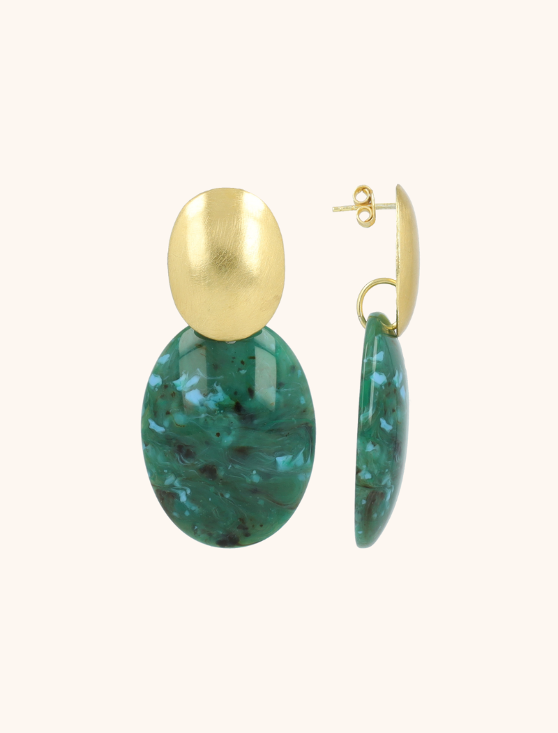 Groene Oorbellen Sirius Closed Bugle Oval S