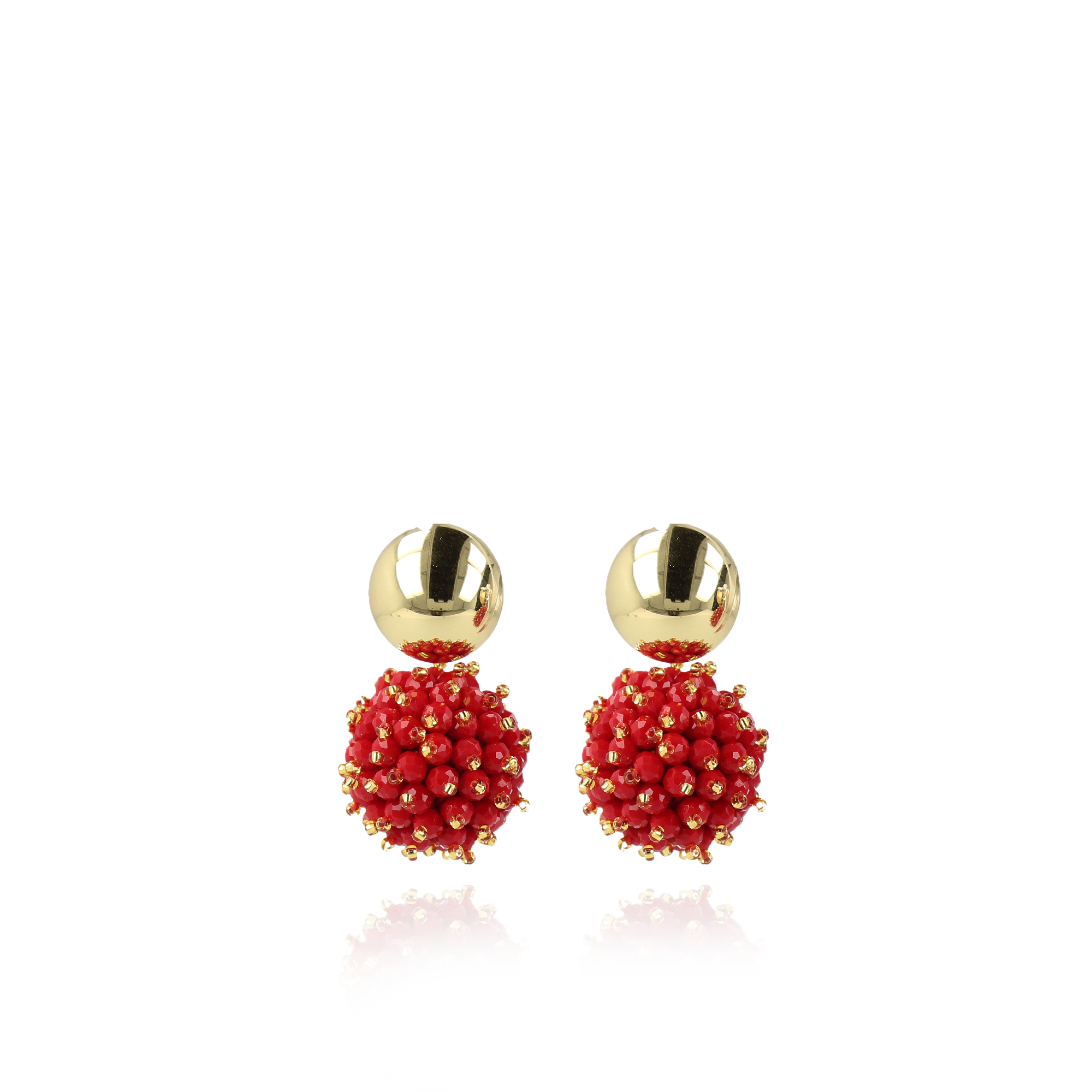 Red earrings jacky glassberry double stones globe L 