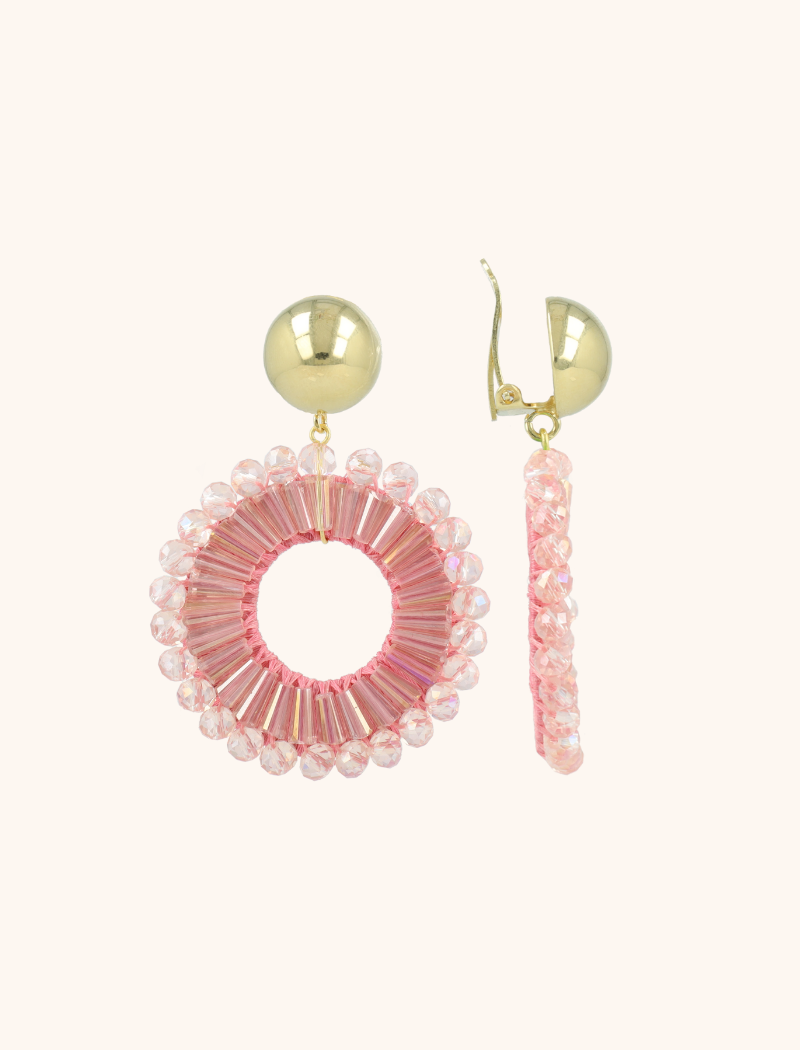 Rose Earrings Ann-Mary Circle Double Clip