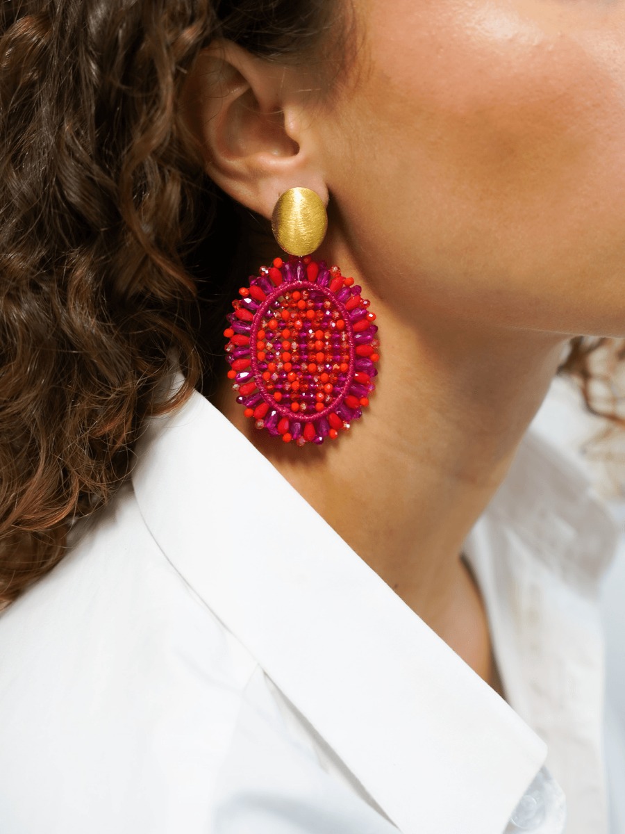 Mixed Fuchsia Earrings Do Oval