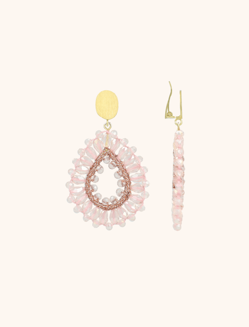 Crystal Pink Oorbellen Robin Drop Crystal Small Clip