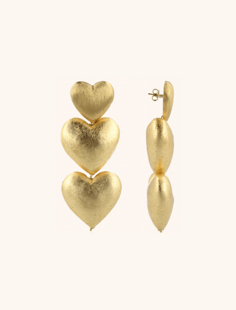 Wooden Earrings Double Heart M