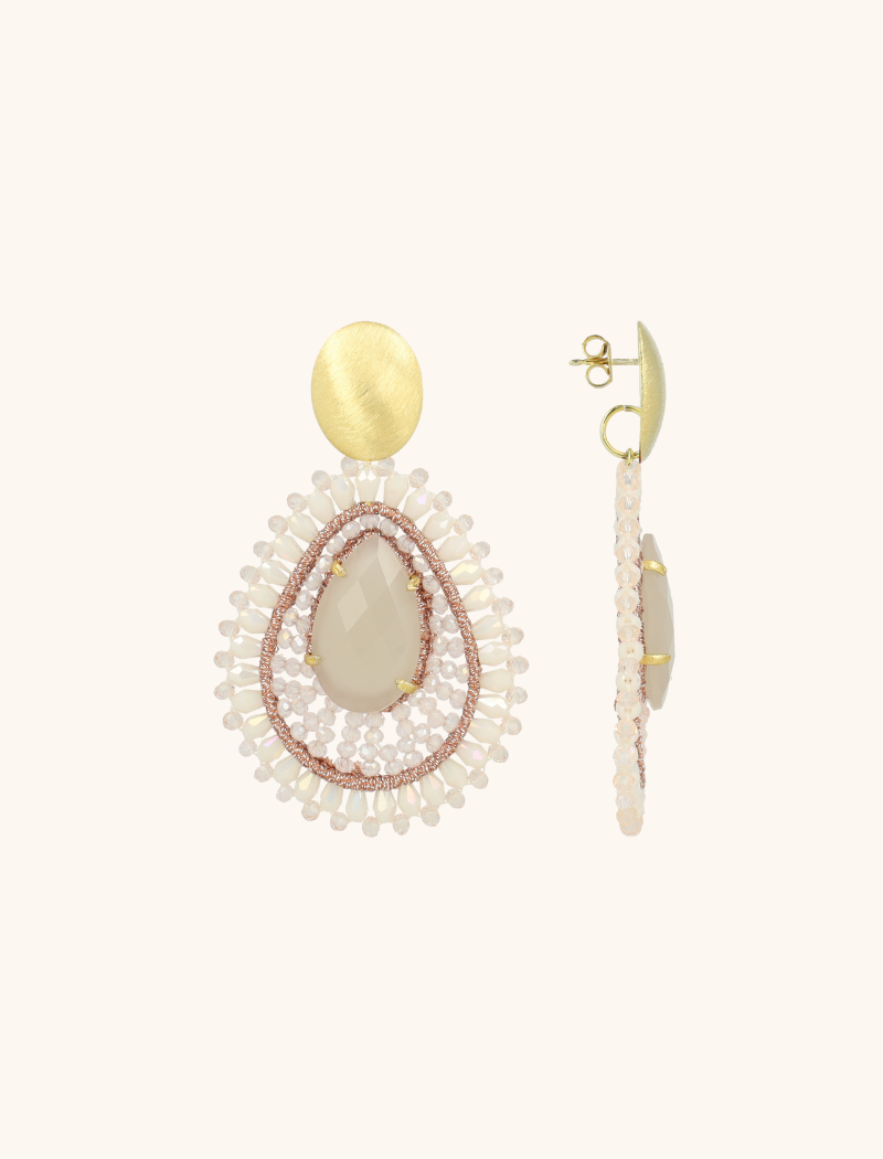 Kristall Rosa Ohrringe Lina Filled Drop with Stone  