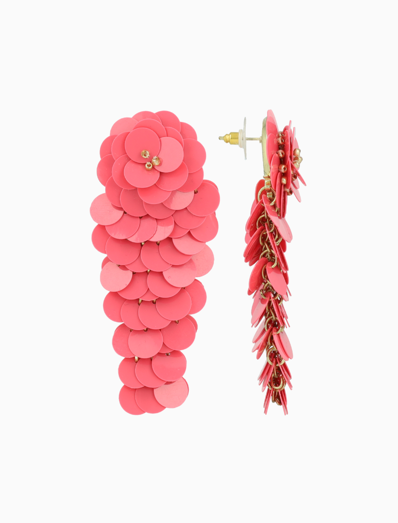 Roze Oorbellen Linde Sequin Flower Waterfall L