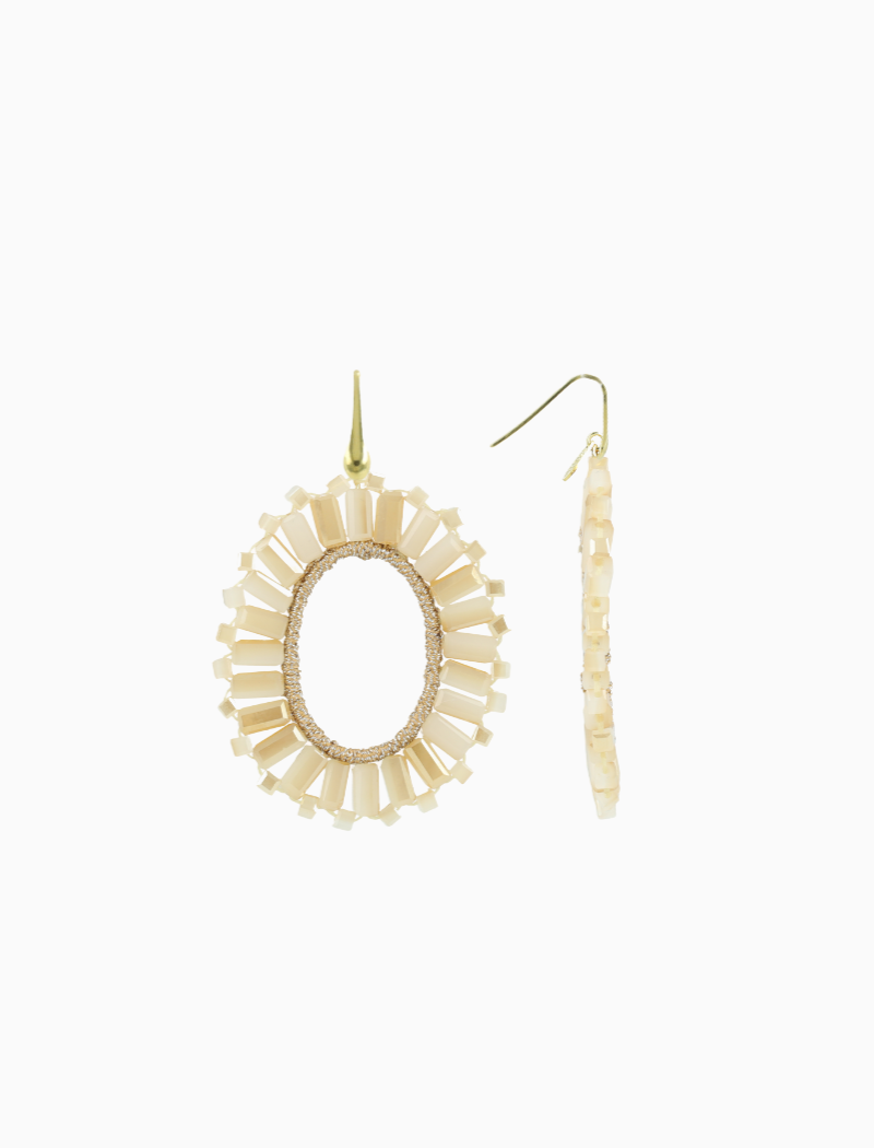 Mixed beige oorbellen Naomi ovaal S tonal