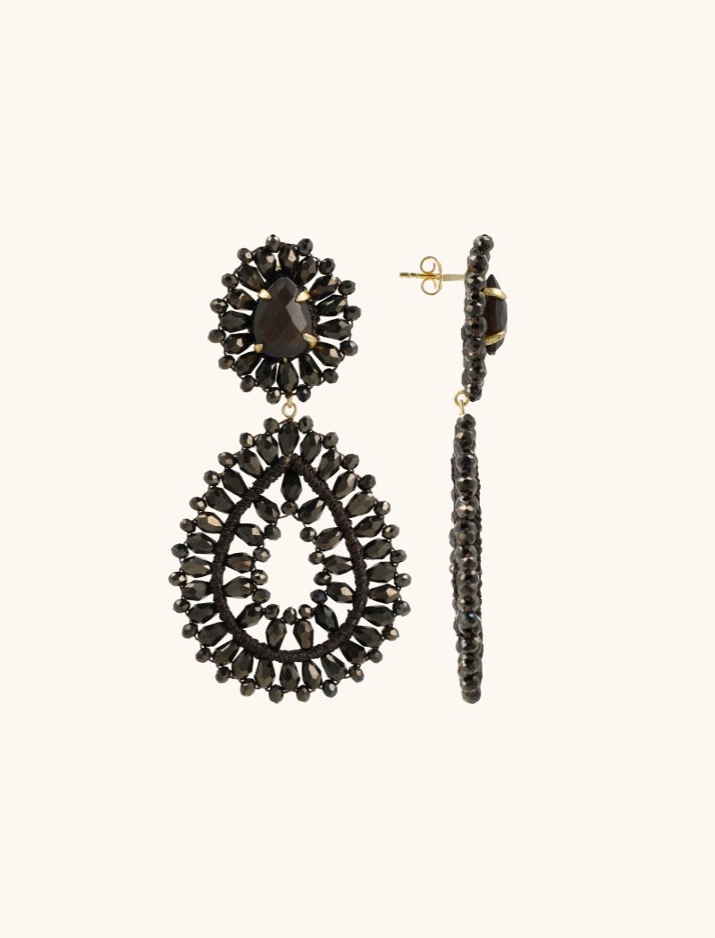 Metallic Bruine Oorbellen Apollo Double Drop S/L