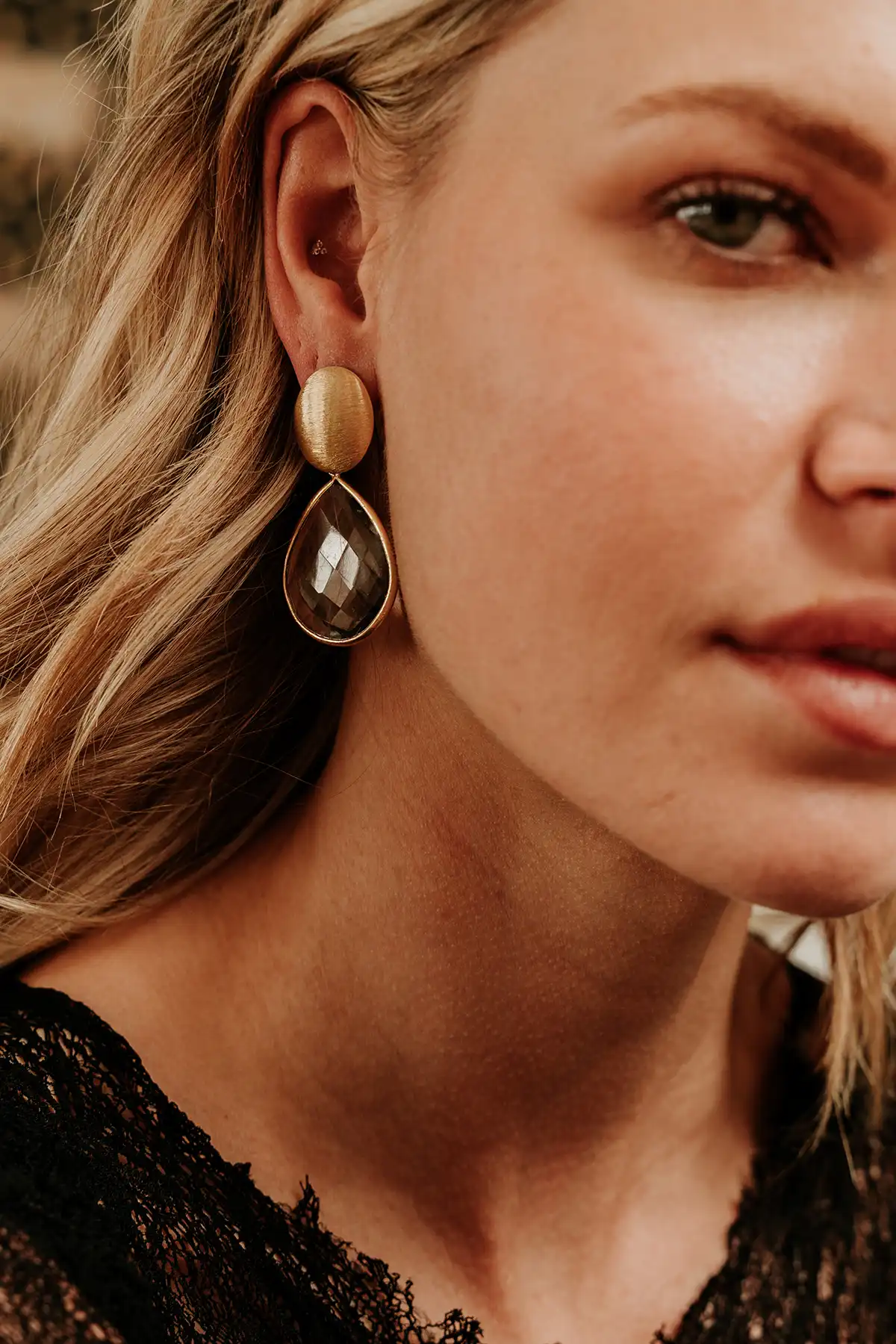 Cool Green Earrings Framed Drop L