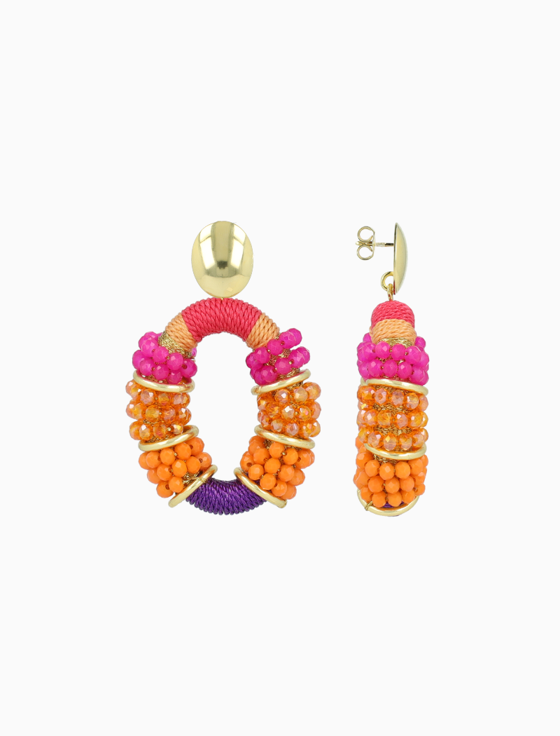 Oranje Oorbellen Elle Combi Oval Deluxe M