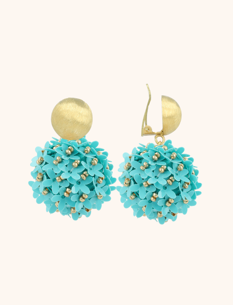 Blauwe Oorbellen Daisy Flower Globe L Sequin Cliplott-theme.productDescriptionPage.SEO.byTheBrand