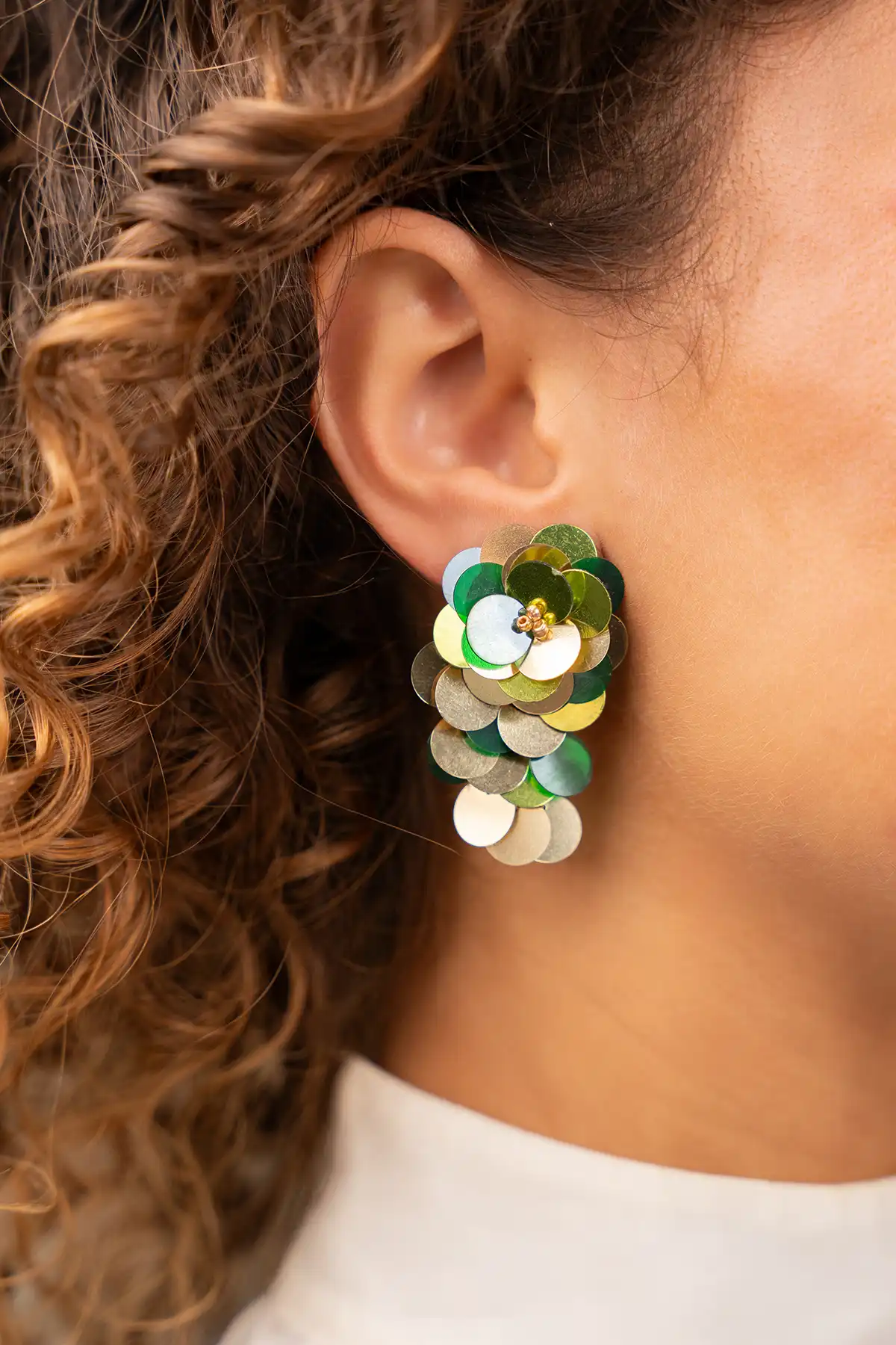 Mixed Groene Sequin Waterfall Oorbellen M