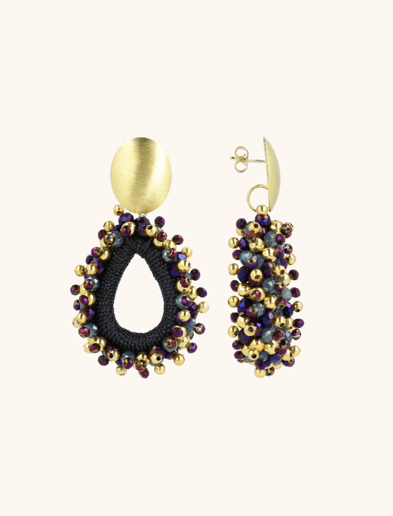 Green Purple Earrings Carina Urchin Drop M