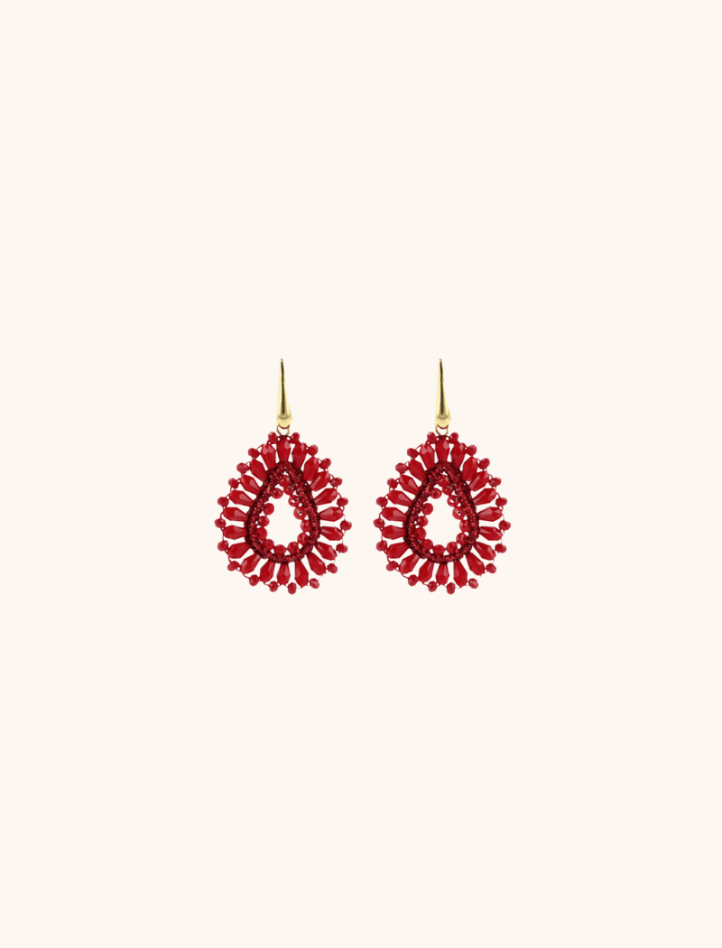 Robin silk drop crystal s red earrings 